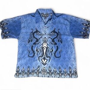 Vintage Y2K Steve & Berrys Club Blue Dragon Shirt L-XL